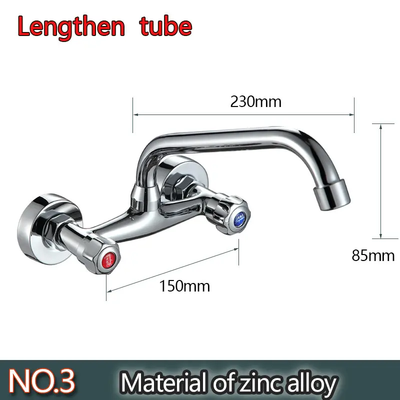 Весенне-летний настенный кухонный кран, настенные Кухонные смесители, кухонный кран для раковины, поворотный гибкий шланг на 360 градусов, двойные отверстия - Цвет: NO.3