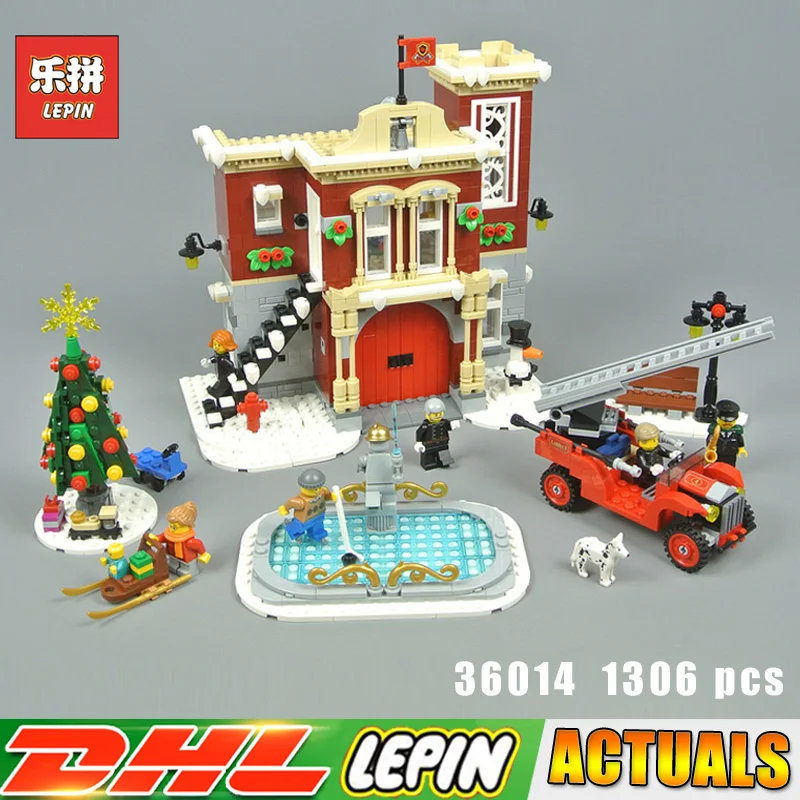 

Lepin 36014 1306 Pcs Winter Village Fire Station Model Building Bricks Blocks Toys Christmas Gifts Compatible Legoings 10263