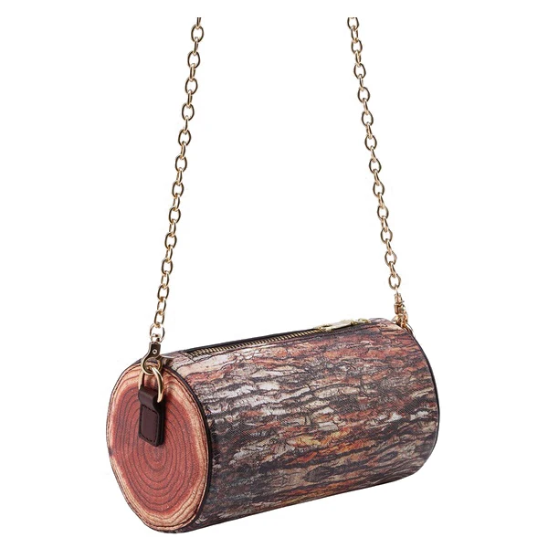 

HEBA Chic Brown Tree Stump Shaped Chain Bag (Color: Brown Cross section) Funny Creative Girls' Crossbody Bag