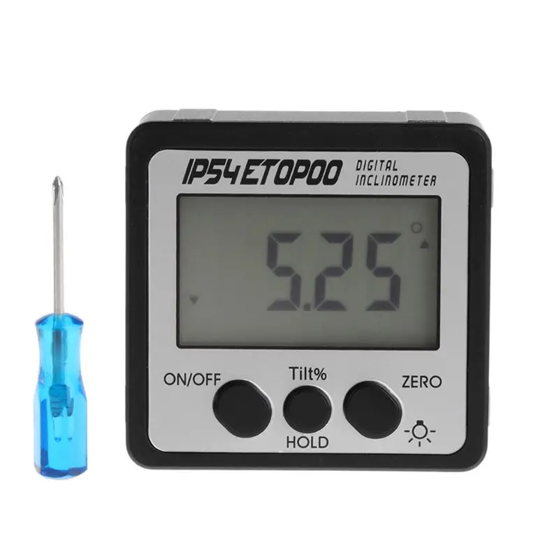 

Mini Digital Angle Gauge with Backlight Electronic Protractor Inclinometer Water Proof Tilt Box with Magnetic Base W329