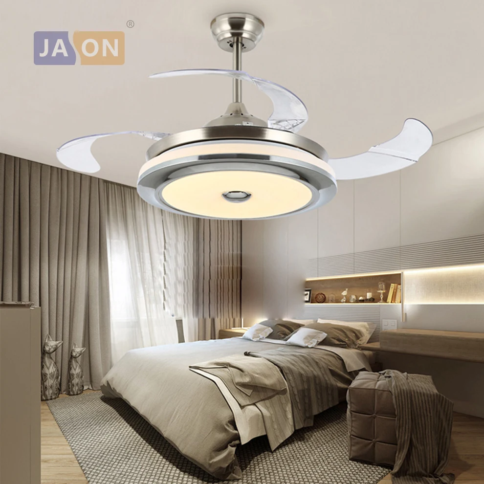Us 295 2 20 Off Led Bluetooth Musical Iron Acryl Ceiling Fan Led Lamp Led Light Ceiling Lights Led Ceiling Light Ceiling Lamp For Foyer Bedroom In