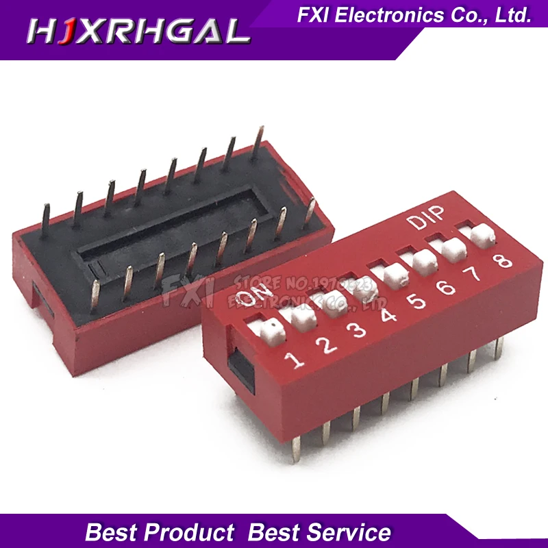 

10PCS DIP Switch 8 Way 2.54mm Toggle Switch Red Snap Switch Wholesale Electronic