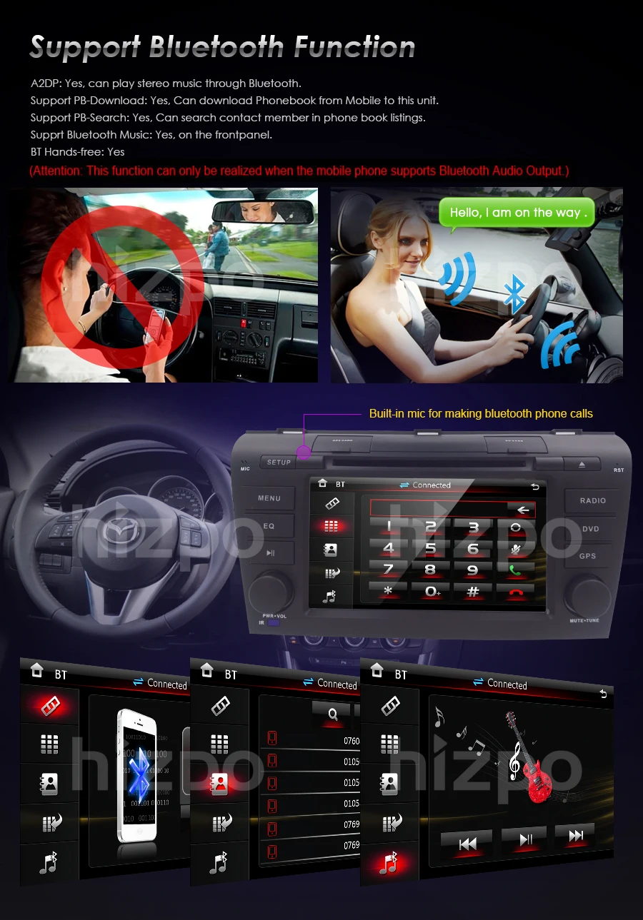 Perfect 7 "Double 2 Din Car DVD Player AutoRadio for Mazda 3 2004-2009 Head Unit with GPS Bluetooth, USB, CD, 3G Navigation Free Camera 5