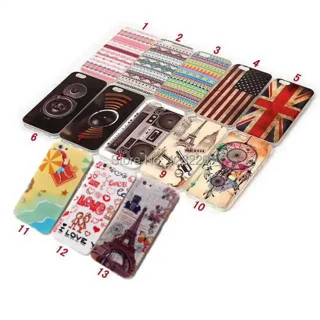 TPU Case For iPhone 6 Plus 5.5 Flag Aztec Tribe Eiffel Tower Boombox Vintage Cover Wholesale |