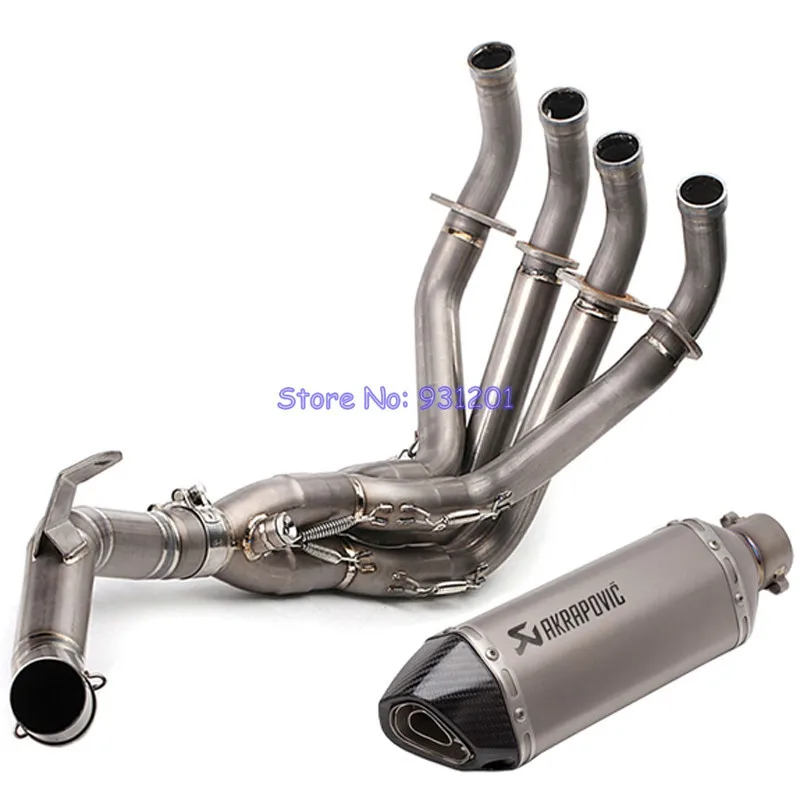 

Titanium Alloy Motorcycle Exhaust System for Kawasaki Z900 Exhaust 2017 2018 2019 Link Middle Pipe with Akrapovic Exhaust Escape