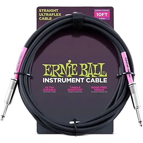 Кабель Ernie Ball Instrument прямой/прямой черный жакет P06048 10 футов(3,04 м