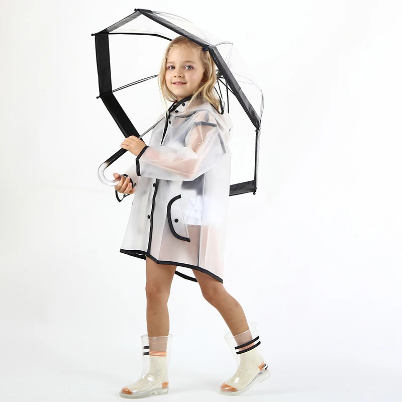 Children's Raincoat Transparent EVA Waterproof Rain Coat Girls Kids Windproof Poncho Kindergarten Baby hooded Rainsuit Rainwear
