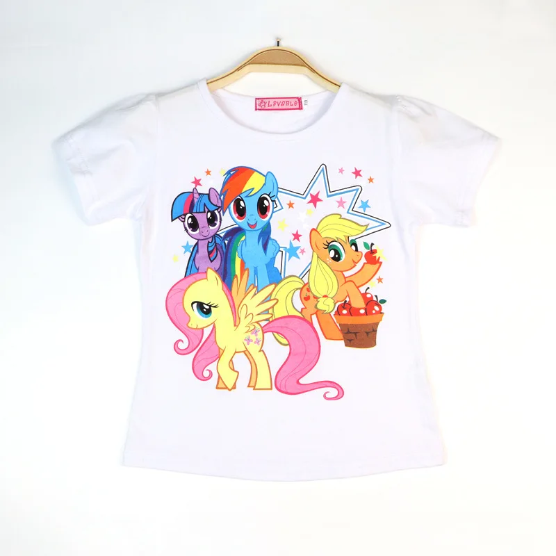Рубашки для маленьких девочек, летняя блузка с короткими рукавами, рубашка для маленьких девочек с принтом «Маленький Пони», «Принцесса София», «Эльза» - Цвет: S30161-4