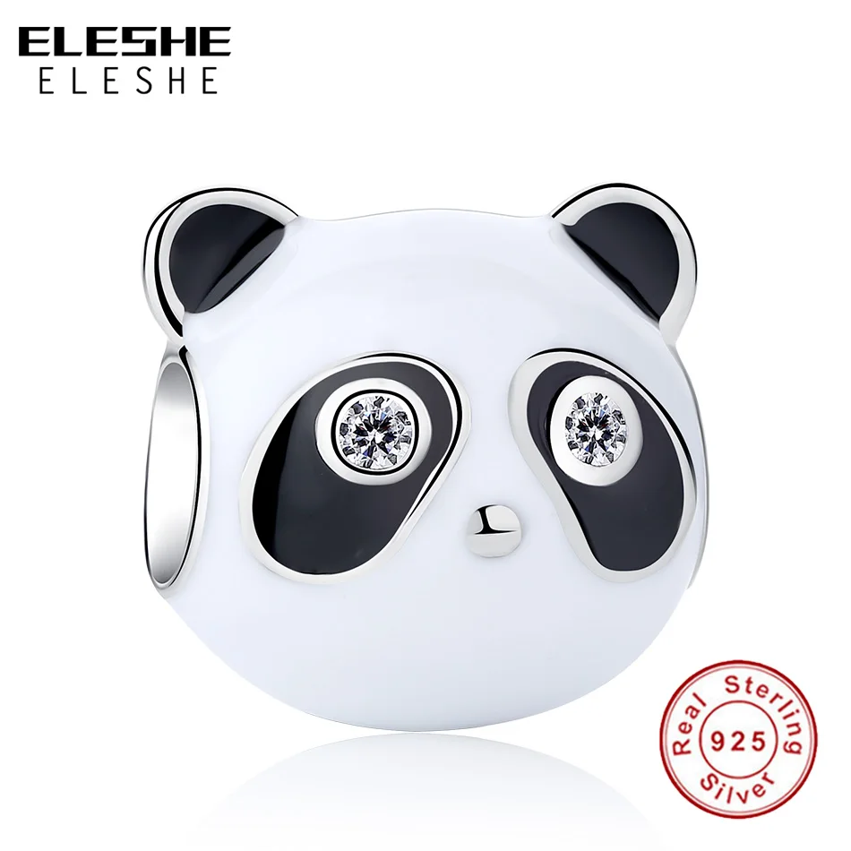 Beautiful Sterling silver 925 sterling Sterling Silver CZ Enamel Panda Charm