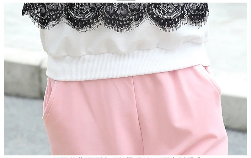 spring girls lace clothing sets kids clothes tracksuits sport suit (2)
