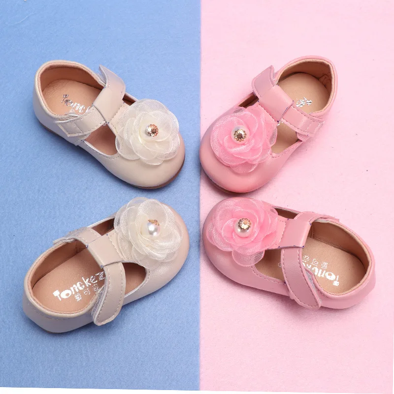 

Toddler Baby Newborn Girls Roma Leather Single Shoes For Little Girls Infant Flowers Lace T-word Dress Shoes 6M 1 2 3 Years New