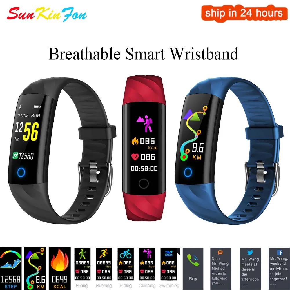 D24 Smart Breathable Wristband Heart Rate Tracker Blood Pressure Oxygen Fitness Tracker Sports Smart Band for Xiaomi 8 SE Max 3