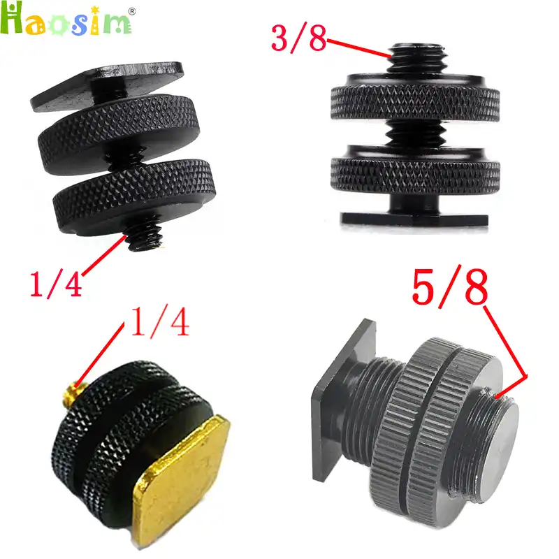 6 un Pro 3//8/" Tuercas de doble tornillo para trípode para Cámara Flash Zapata montar adaptador nuevo