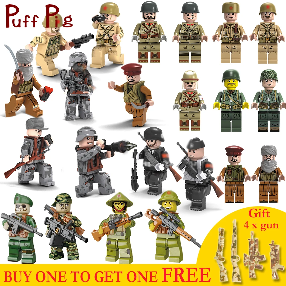 

Military Combat Force Soldiers Weapon Guns Set Army ww2 Vehicles Compatible Legoingly Germany Figures Building Blocks Kids Toys