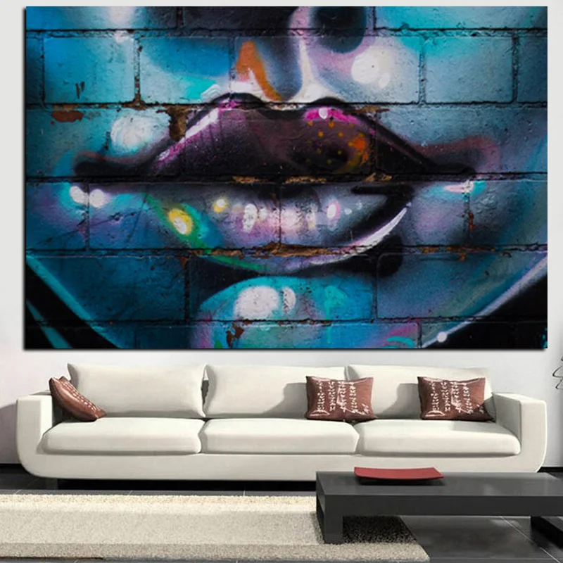 YWDECOR HD Print Graffiti Art Womans Red Sexy Lips Painting on Canvas Art Modern Abstract Wall Picture for Living Room Cuadros