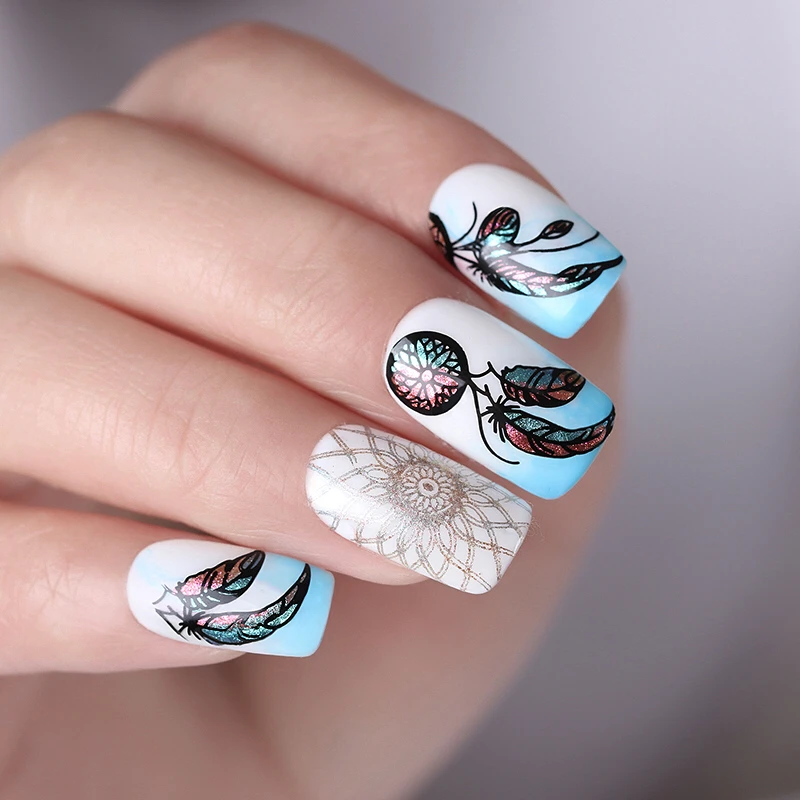 BORN PRETTY штамповочная пластина прямоугольная Корона королева перо шаблон