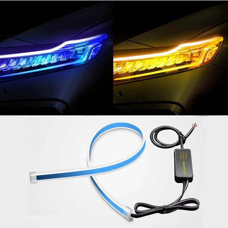 

2 pcs Car LED daytime running light streamer light display wide for auto headlights turn signal accessories to decorate