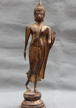 

song voge gem S0895 Thailand Buddhism Temple Copper Bronze Tathagata Rulai Sakyamuni Buddha Statue