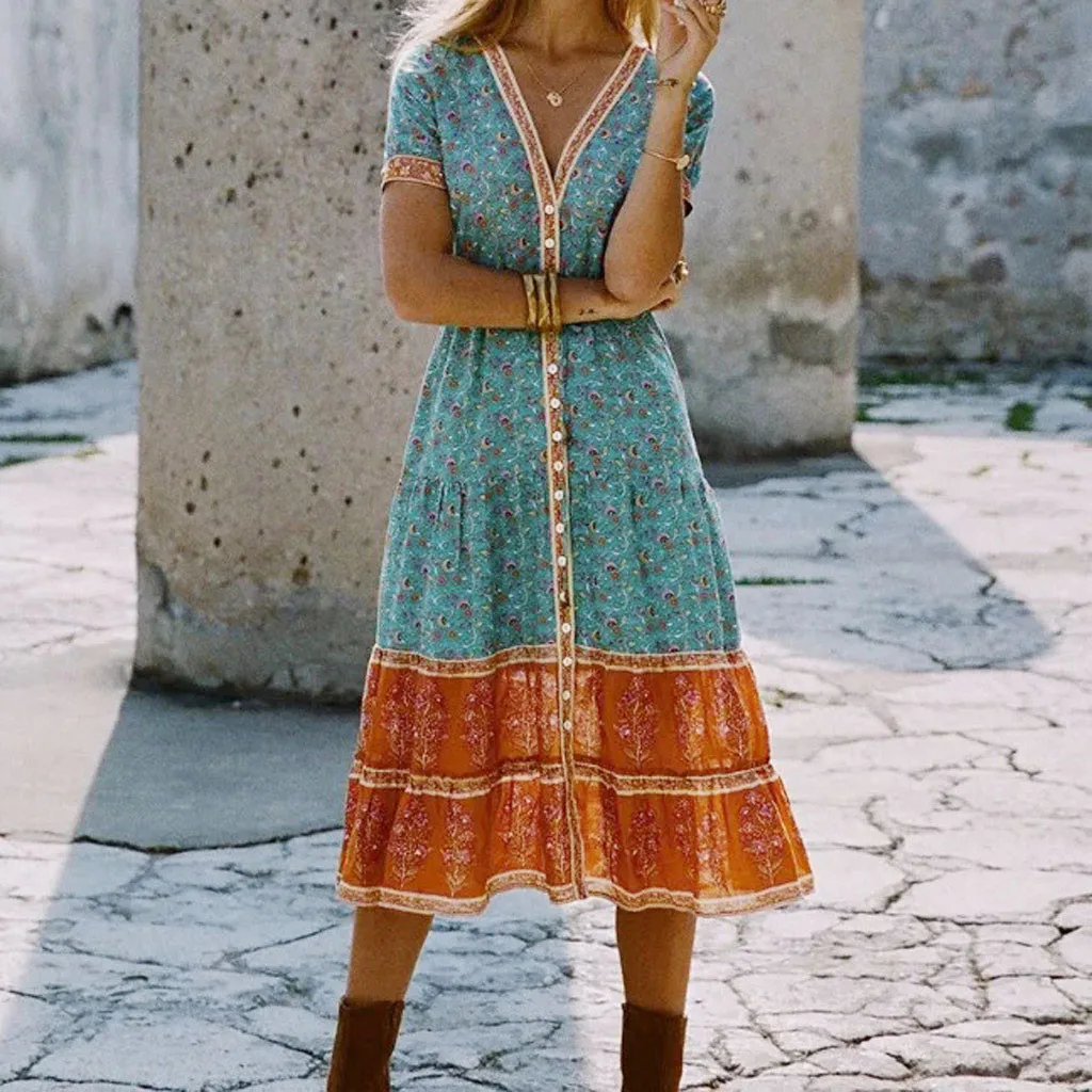 Женское длинное платье Boho модное летнее пляжное большого размера для вечеринки