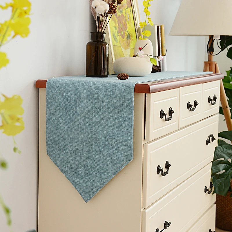 

Modern Solid Cotton Linen Table Runner Tea Dinner Table Runner Dustproof 1pcs Qulity Thicken Table Runners For Hallway Dresser
