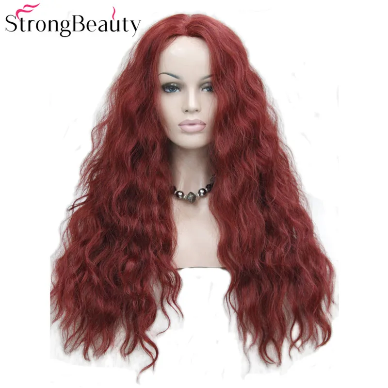 StrongBeauty синтетический парик волнистые красные/светлые парики шнурка спереди
