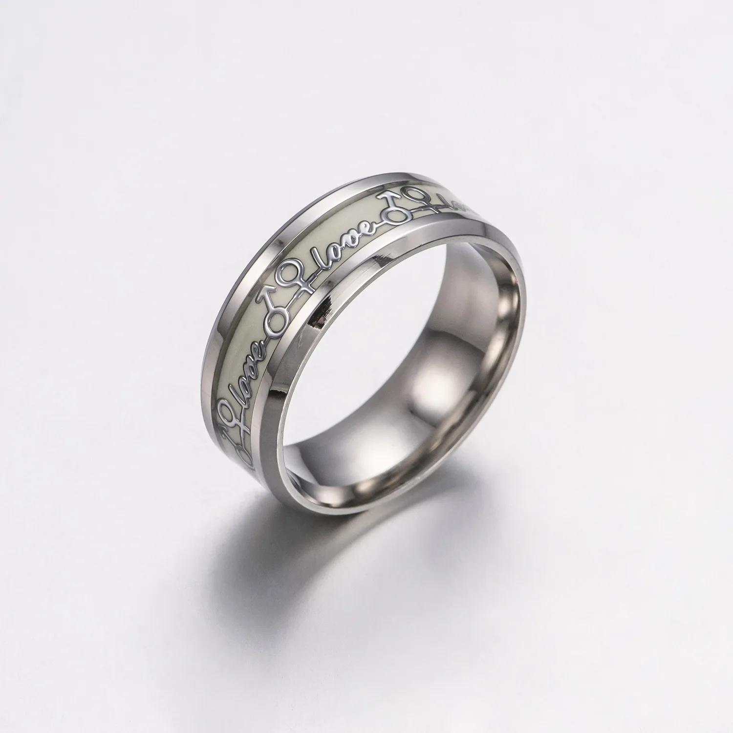 Новое модное светящееся кольцо с надписью Love для пары, светится в темноте, классическое кольцо на палец из нержавеющей стали для женщин и мужчин, Прямая поставка