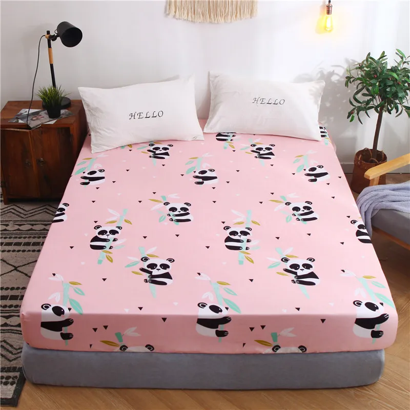 

Bonenjoy Fitted Bed Sheet Panda Printed Queen Size Bed Linen with All Around Elastic Single King drap de lit Panda Fitted Sheets
