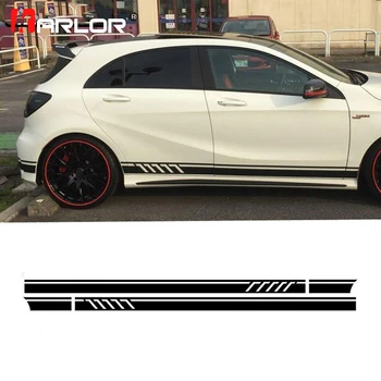 2Pcs/lot Car Waist Side Skirt Stickers Decal Auto Vinyl Wrap For Mercedes Benz AMG A C Class W177 W205 W203 W204 Car Accessories