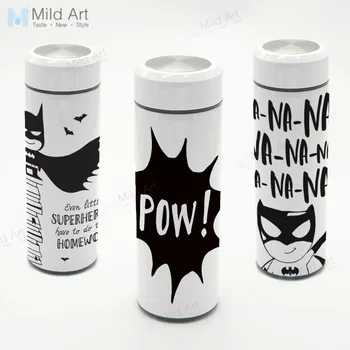 

Personalized Kawaii Black White Hero Batman Travel Mug Stainless Steel Thermal Vacuum Cup 350ml School Water Bottle Kid Boy Gift