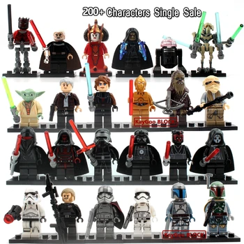 Single Sale Star Wars Minifigs darth Vader R2D2 Leia Boba Fett Clone Trooper Kylo Ren figures Blocks Building Toys!