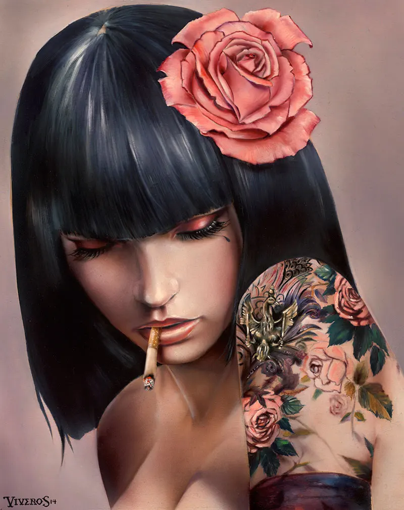 

Handmade Reproductions oil paintings on Canvas Huge Smoking Sexy Decorative Unframed wall art Picture for Living Room
