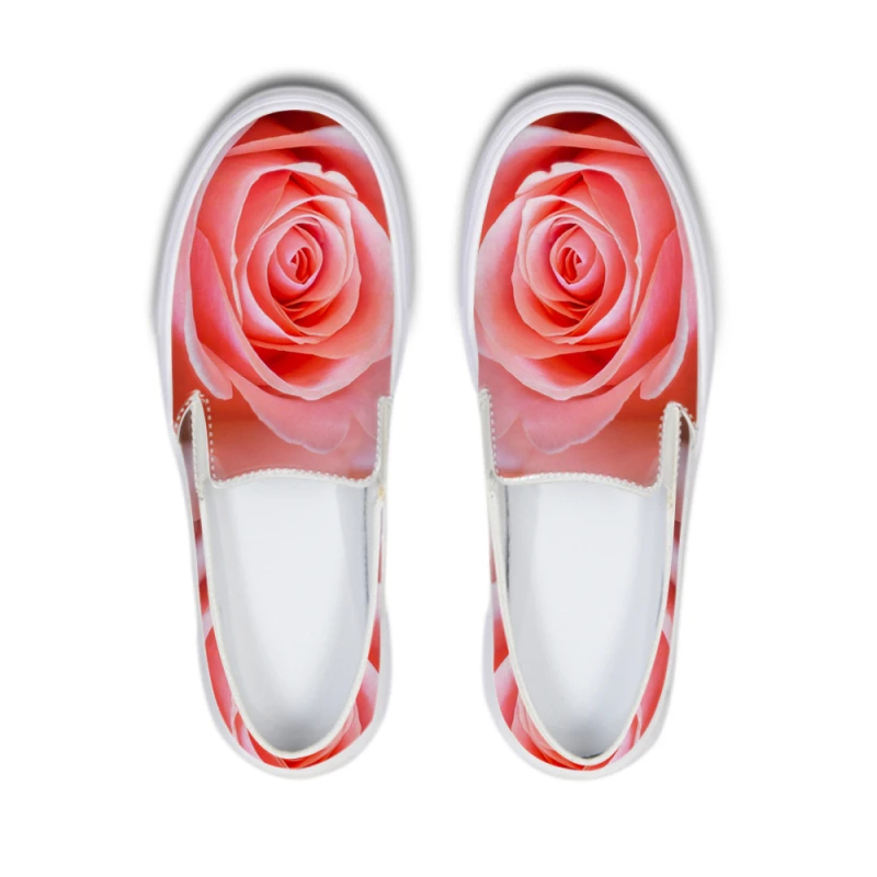 

New Women Flat Shoes Woman Flats Pink Rose Flower Printed Slip On Casual Ladies Shoes Girls Sneakers Femme Mom Comfort Footwaer