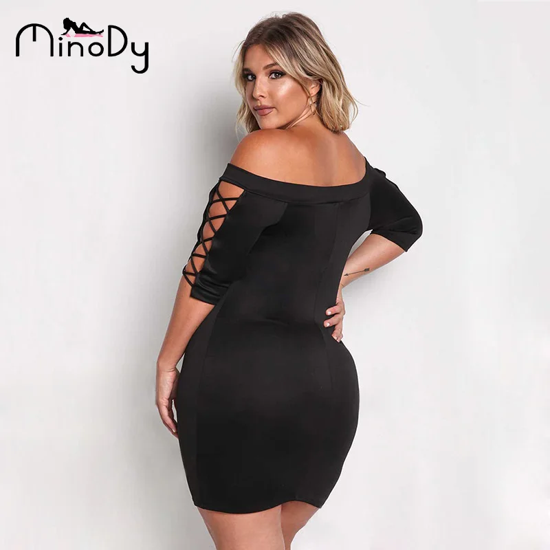 2019 черное платье для вечеринки XXXL женские большие размеры с открытыми плечами