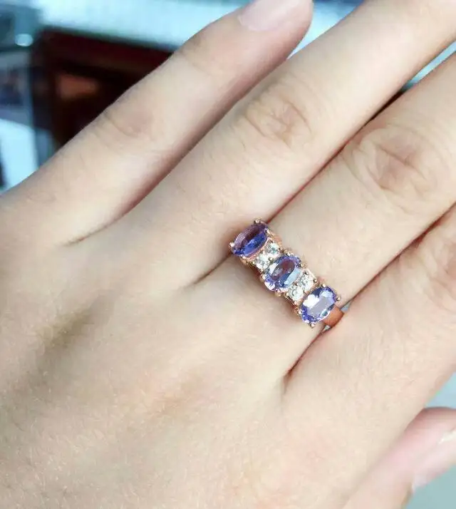 Женское вечерние ЦО из серебра 925 пробы с натуральным танзанитом|gemstone jewelry|natural
