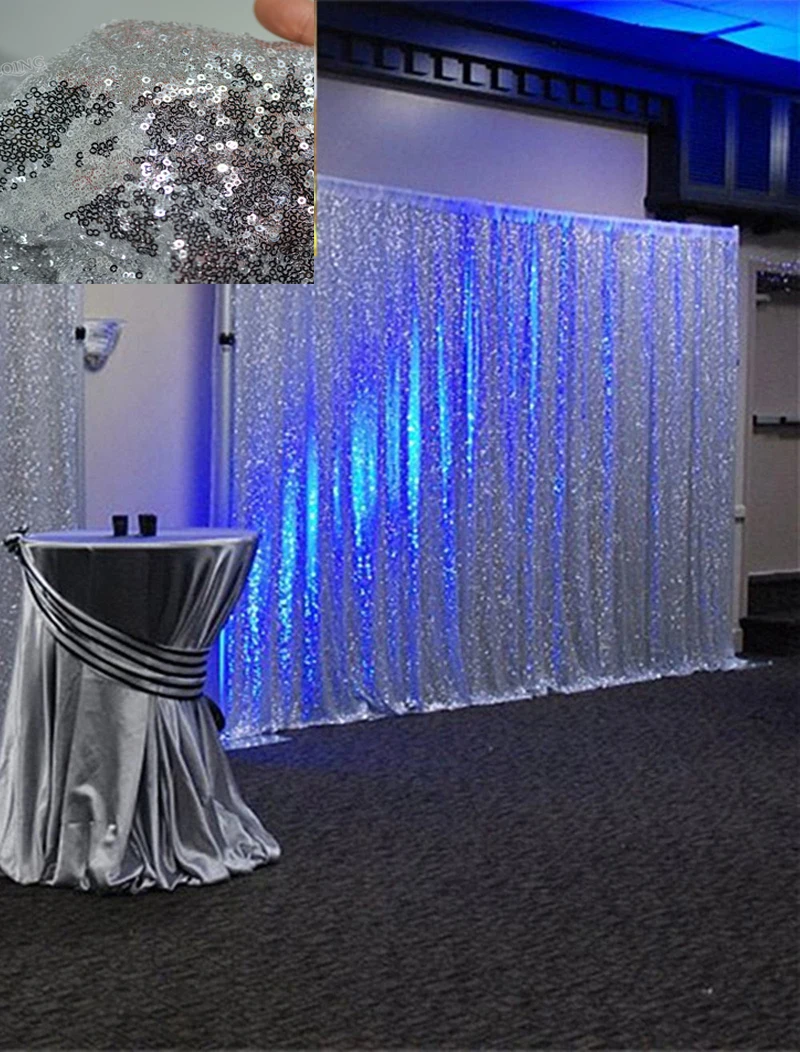 

Silver Sequin Backdrop 8x8ft Romatic Sequin Curtain Backdrop for Wedding Photo Booth Shimmer Sequin Fabric Linens Decoration