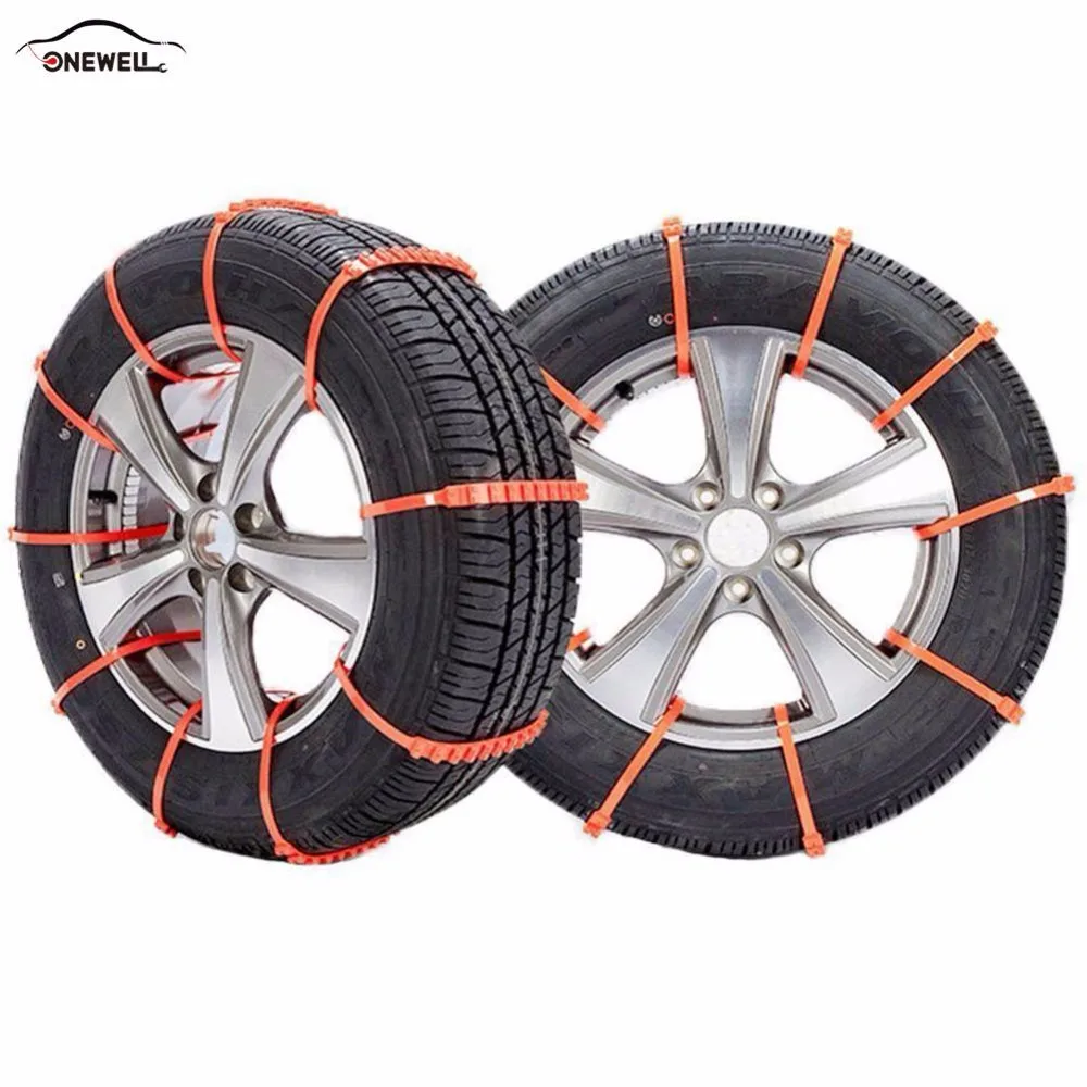 ONEWELL 10 Pcs/ Set Car Snow Chains Orange Snow Increase Ground