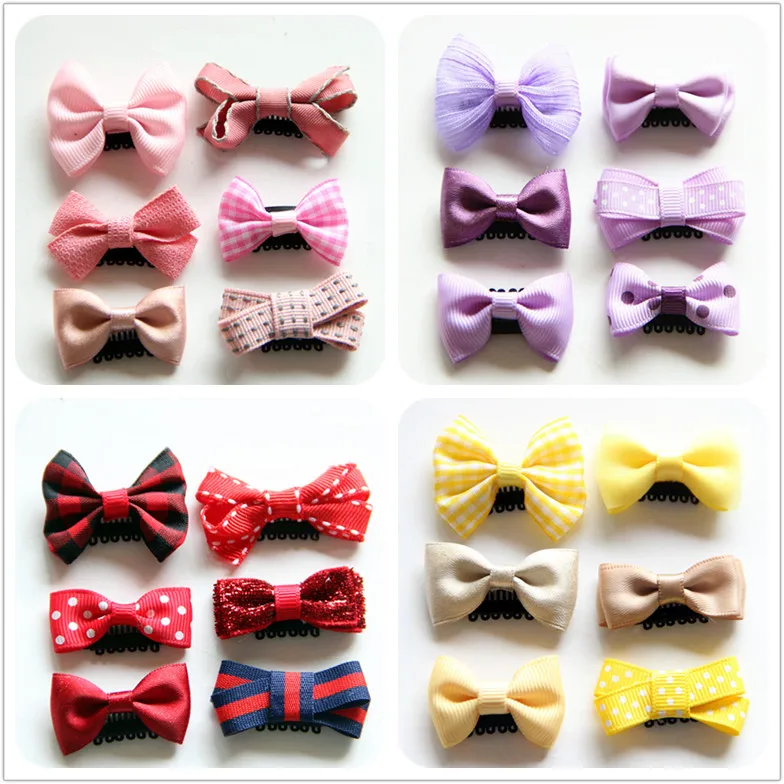 New design Baby Mini handmade Cloth Bowknot Hair Clips Kids with Little
