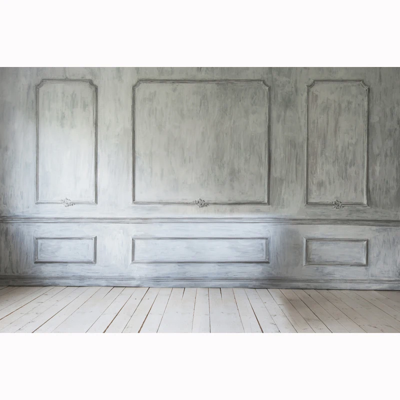 HUAYI custom rustic backdrop for traditional studio photography frame Cyan wall wooden floor sturdy vinyl background XT-5600