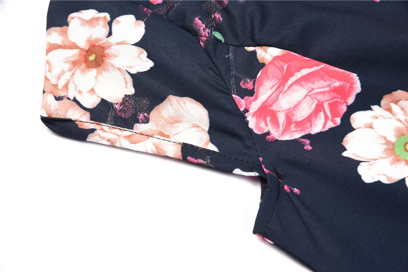 Kostlich High Quality Summer Hepburn Vintage Dress O-Neck Floral Print Dresses Women Big Swing Dress Plus Size S-2XL With Sashes (6)