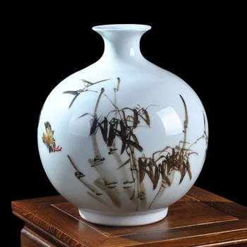 

ceramics Peng Xiaoqing Qingfeng bamboo vase hand-painted modern minimalist decoration Home Furnishing pomegranate