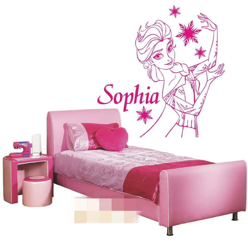 Free Shipping PRINCESS ELSA Girl Personalised Name Vinyl Wall Decal Art Decor Sticker Kids