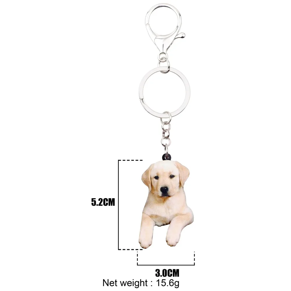 Bonsny Acrylic Cute Labrador Dog Key Chains Keychain Holder Animal Jewelry For Women Girls Pet Lovers Gift Bag Car Wallet Charms