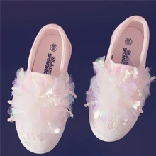 Г. Осенняя новая парусиновая обувь для девочек, украшенная бисером; Корейская обувь для маленьких принцесс; детская Тканевая обувь для детей