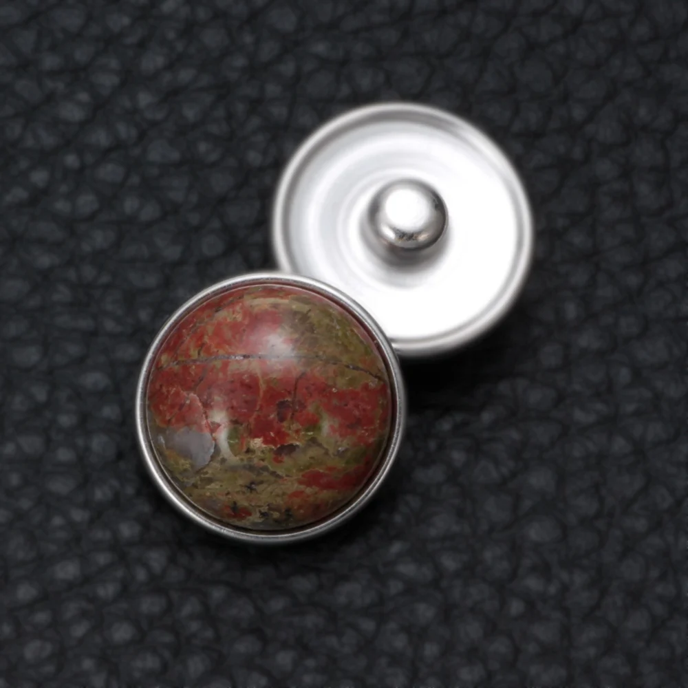 Мода Природный гелиотроп 18 мм кнопка оснастки Fit браслет ожерелье защелки ювелирные изделия KZ0377c