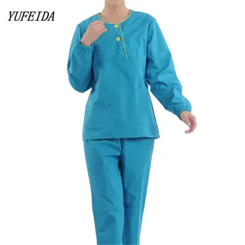 

Women Hospital Medical Scrub Clothes Set Long Sleeves Nursing Scrubs Uniform Set Lab Hospital Women Men Uniform Top and Pants