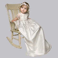 Проворная атласная/кружевная Одежда для новорожденных Детские платья на крестины, белая одежда для маленьких девочек одежда для первого причастия для девочек, Тролли
