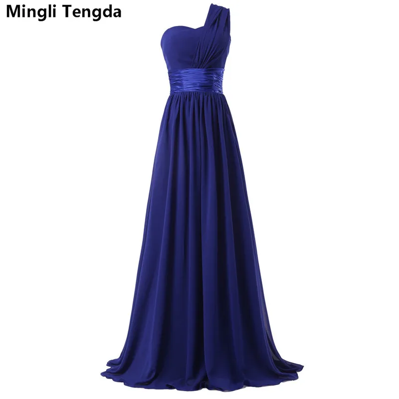 

Mingli Tengda Long Bridesmaid Dresses Chiffon One Shoulder Bridesmaid Dress robe demoiselle d'honneur Dress for Wedding Party