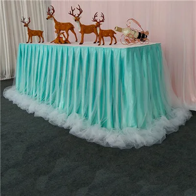 Chiffon Organza Wedding Table Skirt for Table Cloth Party Wedding Birthday Party Baby Shower Banquet Decoration Table Skirting - Цвет: turquoise2