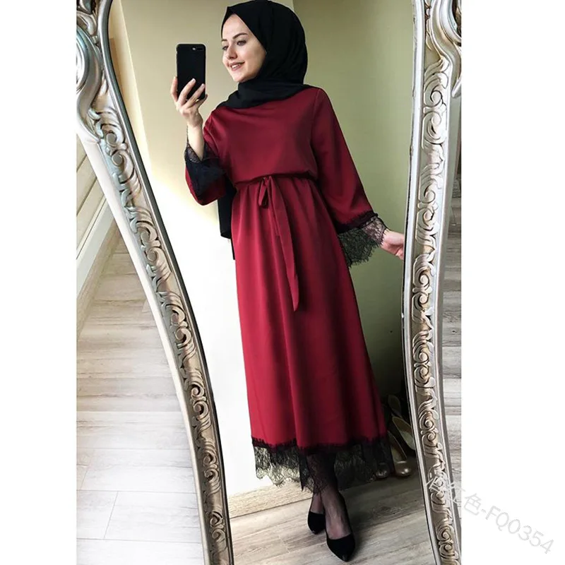 WEPBEL размера плюс для женщин абайя Дубай Рамадан кафтан марокканский хиджаб мусульманское платье кафтан турецкая исламская модная одежда - Цвет: Бургундия