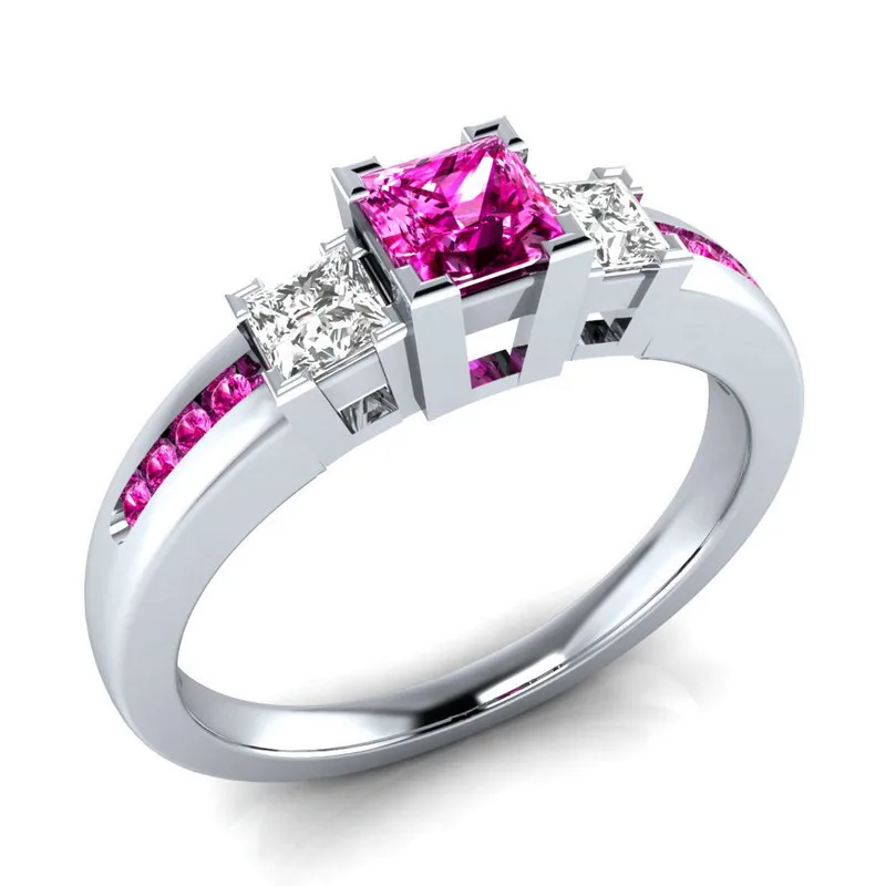 Huitan/фирменное классическое дизайнерское кольцо для женщин, розовое, белое, зеленое и синее циркониевое кольцо, обручальное кольцо